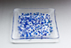 Clear with blue flakes square plate