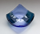 Steel blue on iridescent blue square bowl